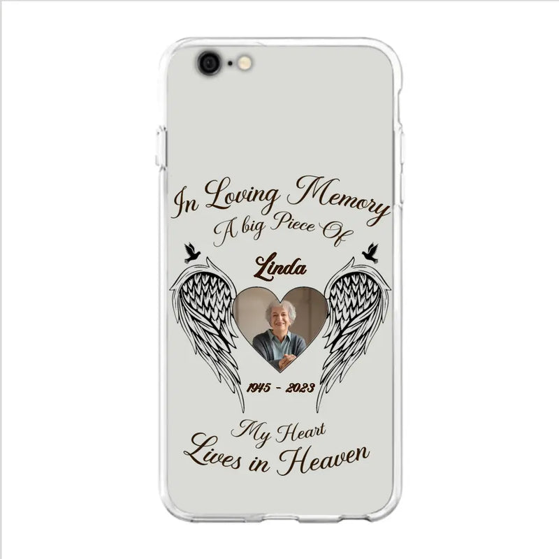 Personalized Memorial Phone Case - Upload Photo - Memorial Gift Idea For Family Member/Pet Lovers - In Loving Memory A Big Piece Of My Heart Lives In Heaven