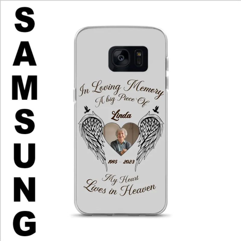 Personalized Memorial Phone Case - Upload Photo - Memorial Gift Idea For Family Member/Pet Lovers - In Loving Memory A Big Piece Of My Heart Lives In Heaven