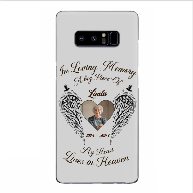 Personalized Memorial Phone Case - Upload Photo - Memorial Gift Idea For Family Member/Pet Lovers - In Loving Memory A Big Piece Of My Heart Lives In Heaven