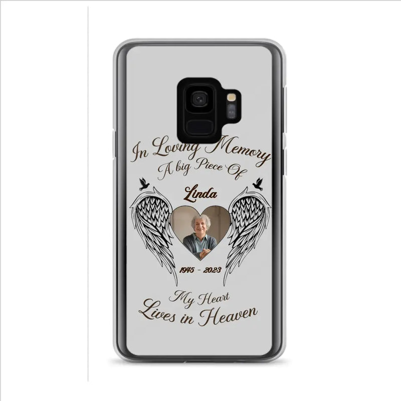 Personalized Memorial Phone Case - Upload Photo - Memorial Gift Idea For Family Member/Pet Lovers - In Loving Memory A Big Piece Of My Heart Lives In Heaven