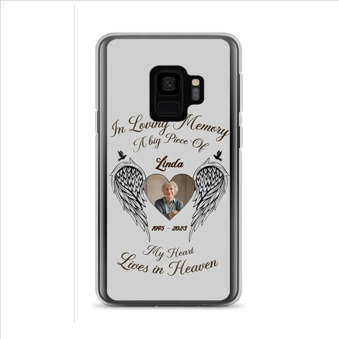 Custom Personalized Memorial Phone Case - Upload Photo - Memorial Gift Idea For Family Member/Pet Lovers - In Loving Memory A Big Piece Of My Heart Lives In Heaven