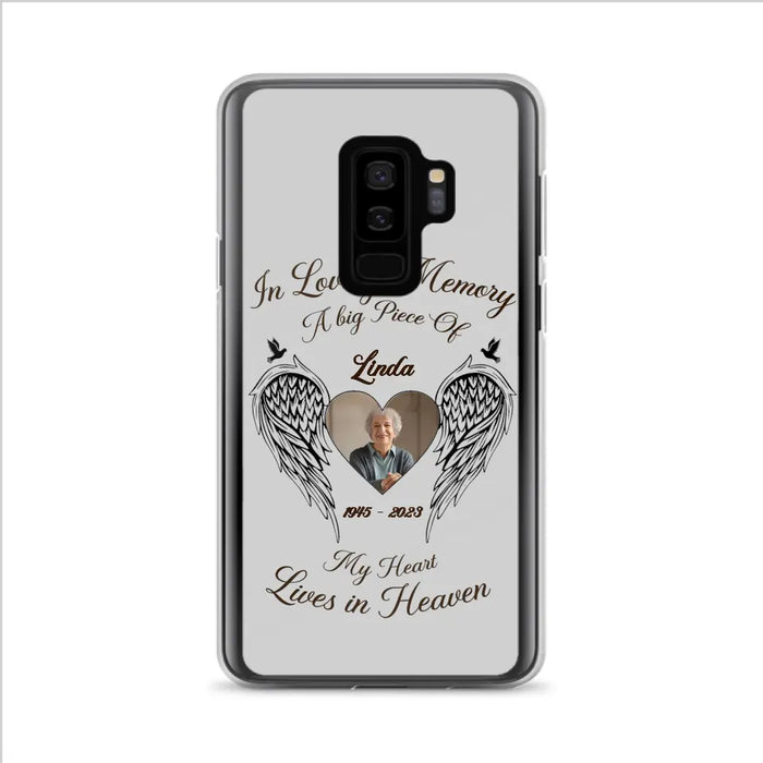 Custom Personalized Memorial Phone Case - Upload Photo - Memorial Gift Idea For Family Member/Pet Lovers - In Loving Memory A Big Piece Of My Heart Lives In Heaven