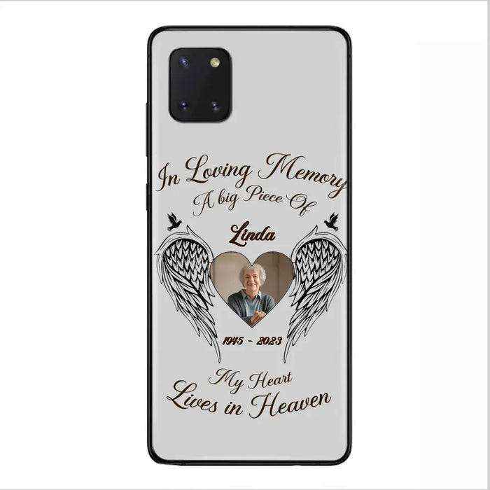 Custom Personalized Memorial Phone Case - Upload Photo - Memorial Gift Idea For Family Member/Pet Lovers - In Loving Memory A Big Piece Of My Heart Lives In Heaven