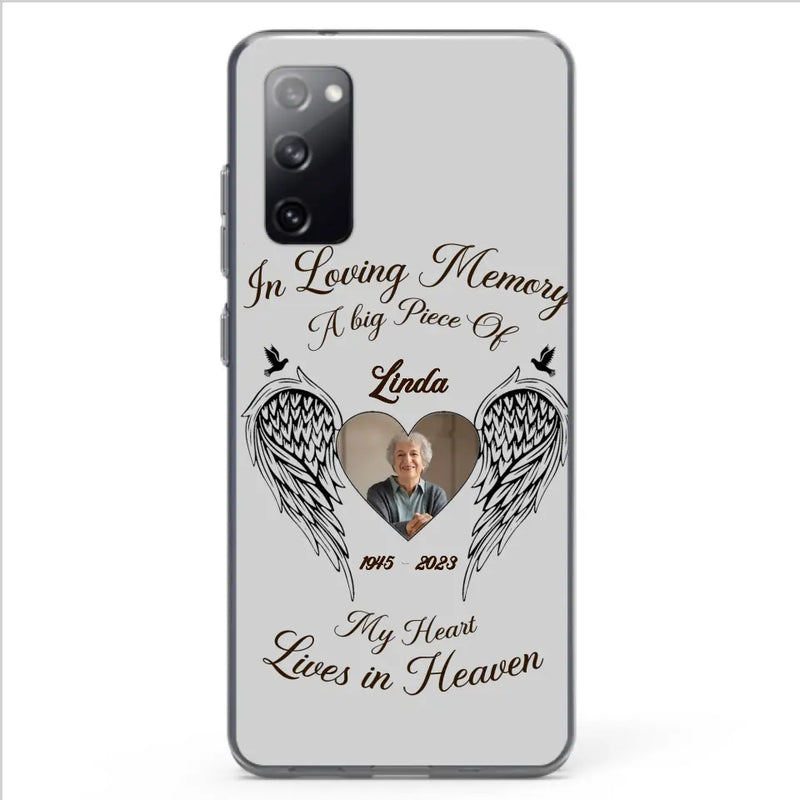 Personalized Memorial Phone Case - Upload Photo - Memorial Gift Idea For Family Member/Pet Lovers - In Loving Memory A Big Piece Of My Heart Lives In Heaven