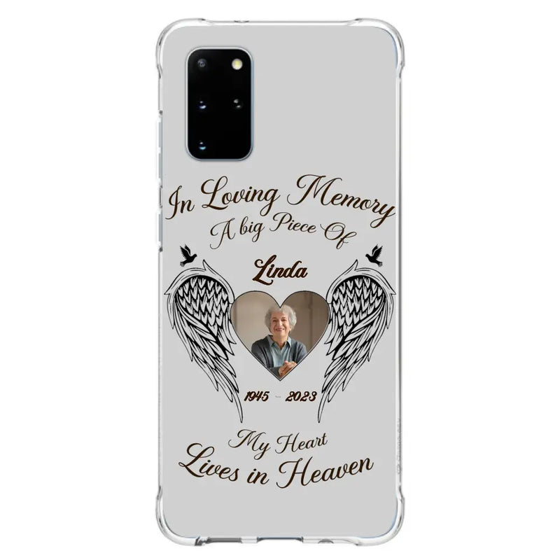 Personalized Memorial Phone Case - Upload Photo - Memorial Gift Idea For Family Member/Pet Lovers - In Loving Memory A Big Piece Of My Heart Lives In Heaven