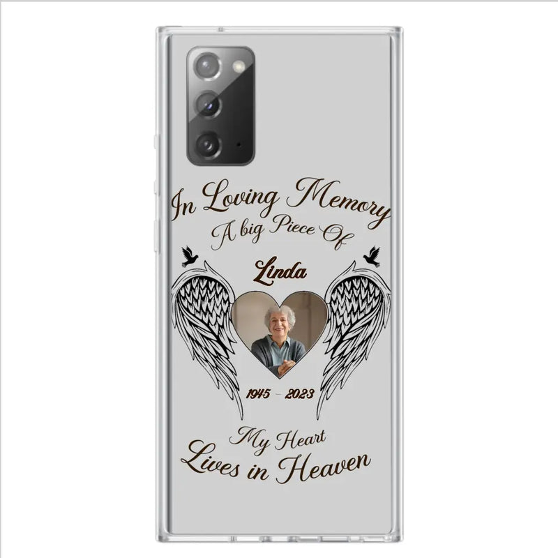 Personalized Memorial Phone Case - Upload Photo - Memorial Gift Idea For Family Member/Pet Lovers - In Loving Memory A Big Piece Of My Heart Lives In Heaven