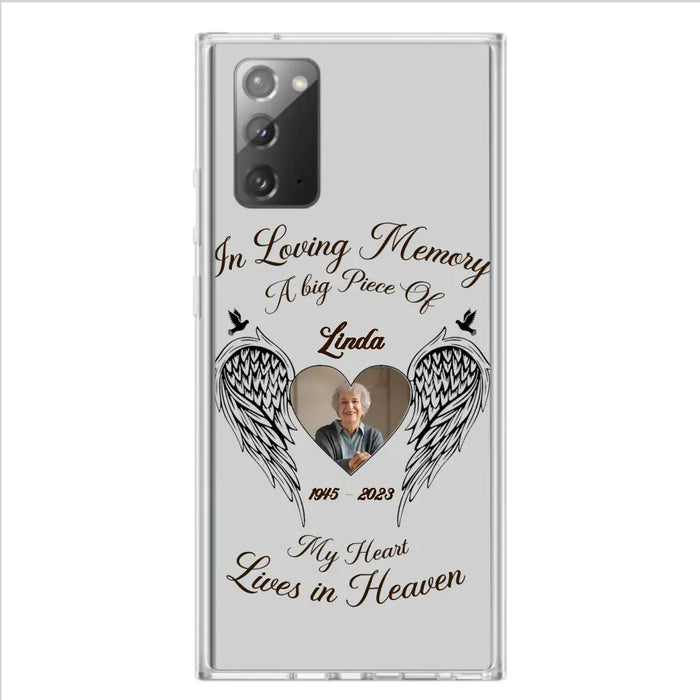 Custom Personalized Memorial Phone Case - Upload Photo - Memorial Gift Idea For Family Member/Pet Lovers - In Loving Memory A Big Piece Of My Heart Lives In Heaven