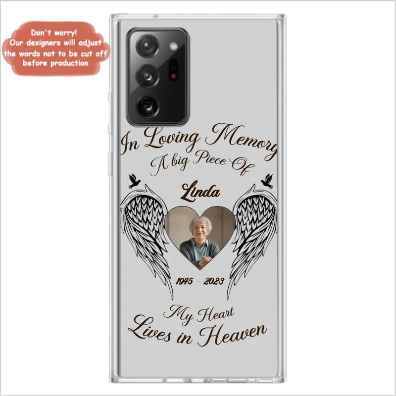 Personalized Memorial Phone Case - Upload Photo - Memorial Gift Idea For Family Member/Pet Lovers - In Loving Memory A Big Piece Of My Heart Lives In Heaven