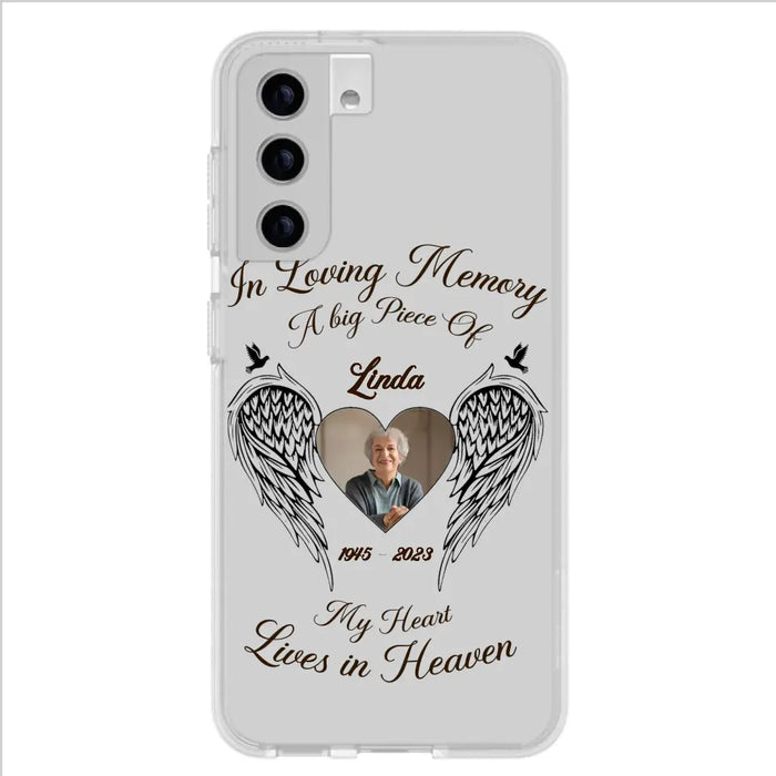 Custom Personalized Memorial Phone Case - Upload Photo - Memorial Gift Idea For Family Member/Pet Lovers - In Loving Memory A Big Piece Of My Heart Lives In Heaven