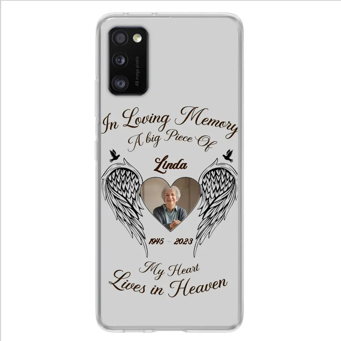 Custom Personalized Memorial Phone Case - Upload Photo - Memorial Gift Idea For Family Member/Pet Lovers - In Loving Memory A Big Piece Of My Heart Lives In Heaven