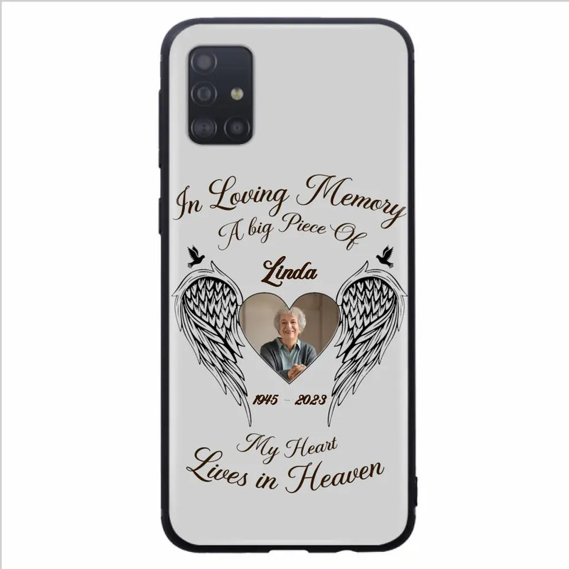 Personalized Memorial Phone Case - Upload Photo - Memorial Gift Idea For Family Member/Pet Lovers - In Loving Memory A Big Piece Of My Heart Lives In Heaven