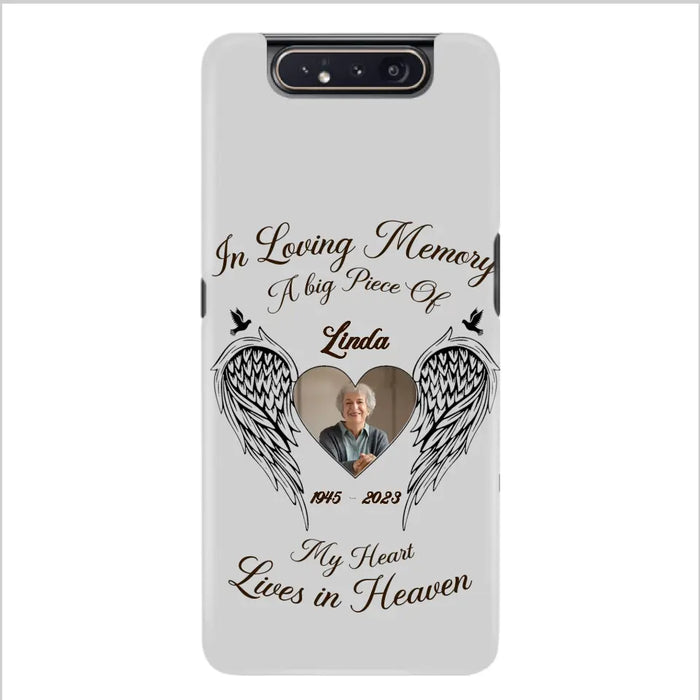 Custom Personalized Memorial Phone Case - Upload Photo - Memorial Gift Idea For Family Member/Pet Lovers - In Loving Memory A Big Piece Of My Heart Lives In Heaven