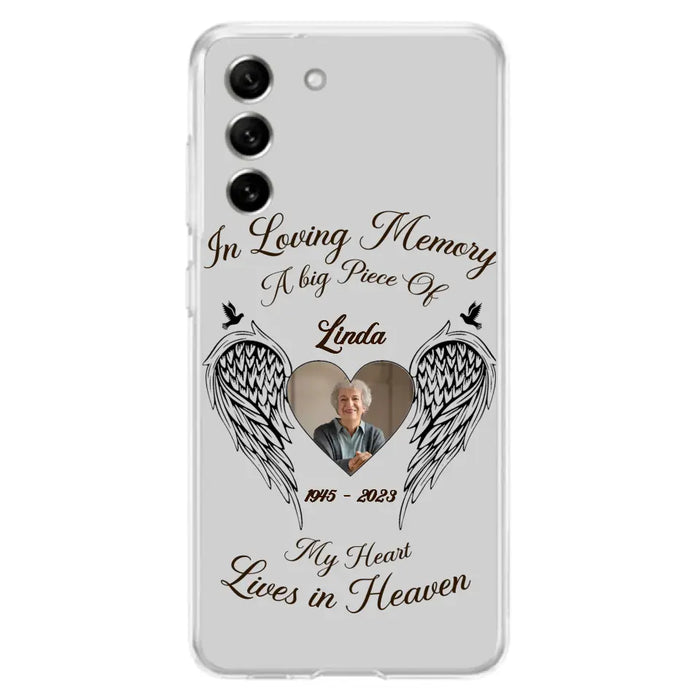 Custom Personalized Memorial Phone Case - Upload Photo - Memorial Gift Idea For Family Member/Pet Lovers - In Loving Memory A Big Piece Of My Heart Lives In Heaven