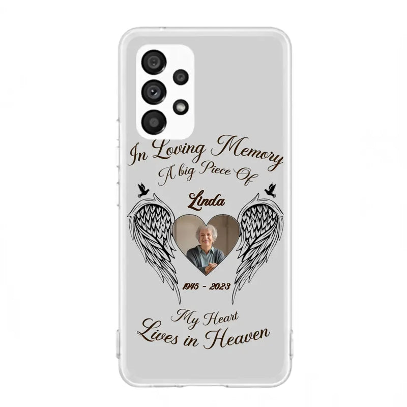 Personalized Memorial Phone Case - Upload Photo - Memorial Gift Idea For Family Member/Pet Lovers - In Loving Memory A Big Piece Of My Heart Lives In Heaven