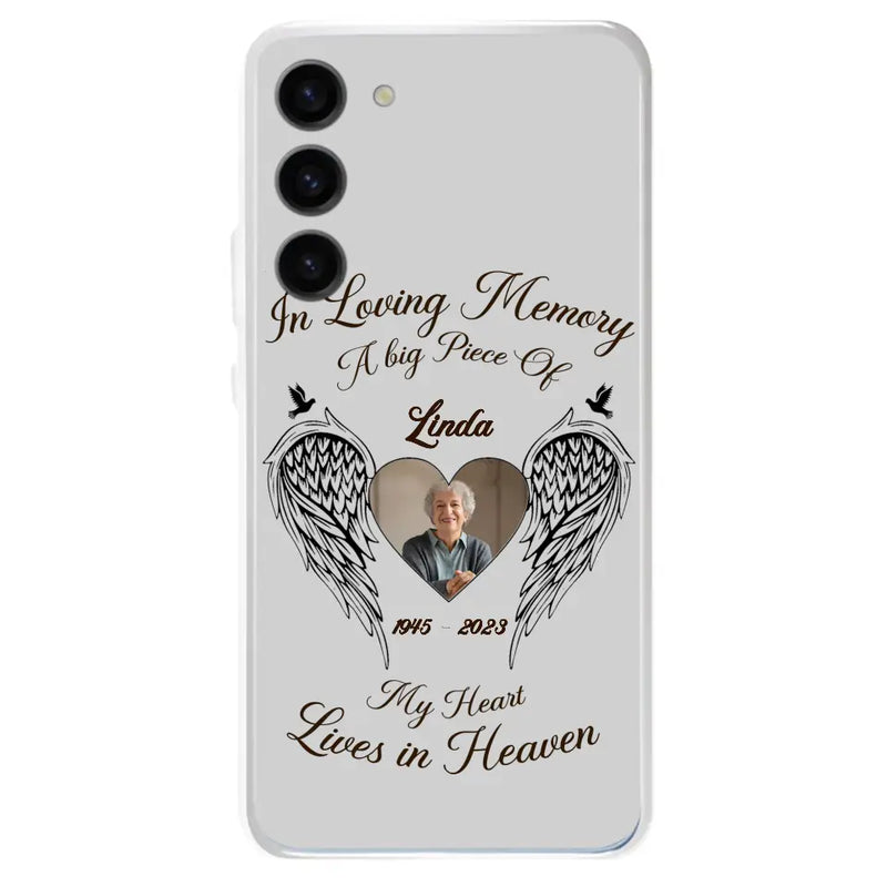 Personalized Memorial Phone Case - Upload Photo - Memorial Gift Idea For Family Member/Pet Lovers - In Loving Memory A Big Piece Of My Heart Lives In Heaven