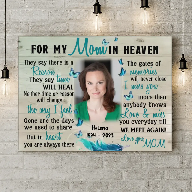 Personalized Memorial Photo Horizontal Canvas - Memorial Gift Idea For Mother's Day - I Miss You More Than Anybody Knows
