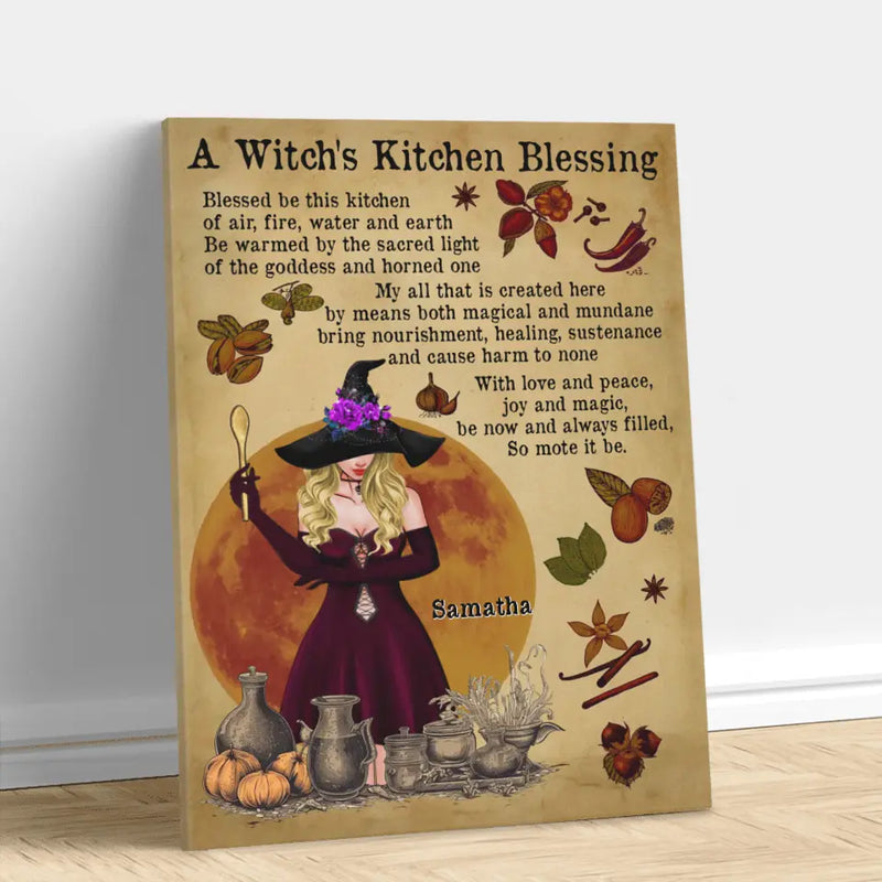 Personalized Witch Canvas - Gift Idea For Halloween/Witch/Wicca - A Witch's Kitchen Blessing