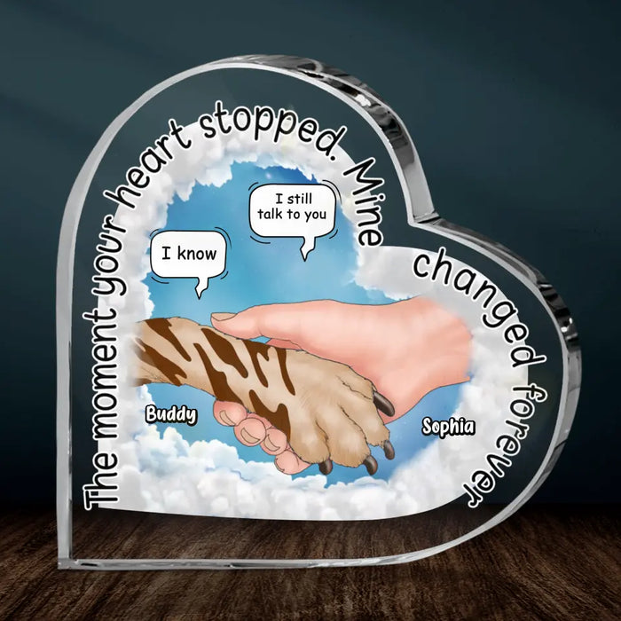 Personalized Dog Memorial Acrylic Plaque - Memorial Gift Idea for Dog Owners - The Moment Your Heart Stopped Mine Changed Forever