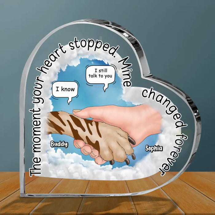 Personalized Dog Memorial Acrylic Plaque - Memorial Gift Idea for Dog Owners - The Moment Your Heart Stopped Mine Changed Forever