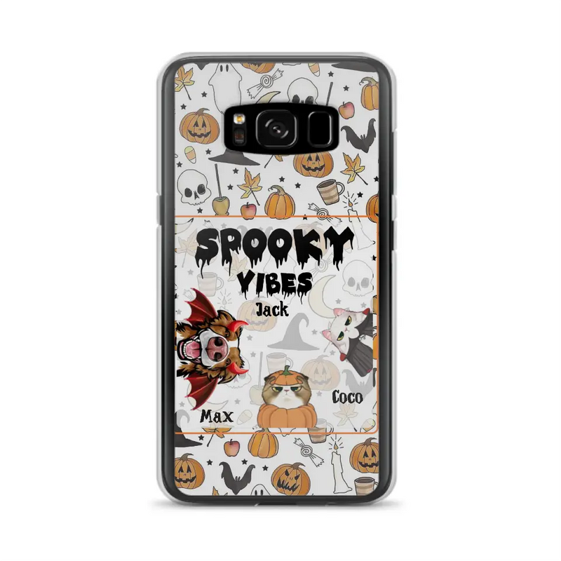 Personalized Halloween Pet Phone Case - Up to 3 Pets - Gift Idea For Dog/Cat Owners - Spooky Vibes - Case for iPhone/Samsung