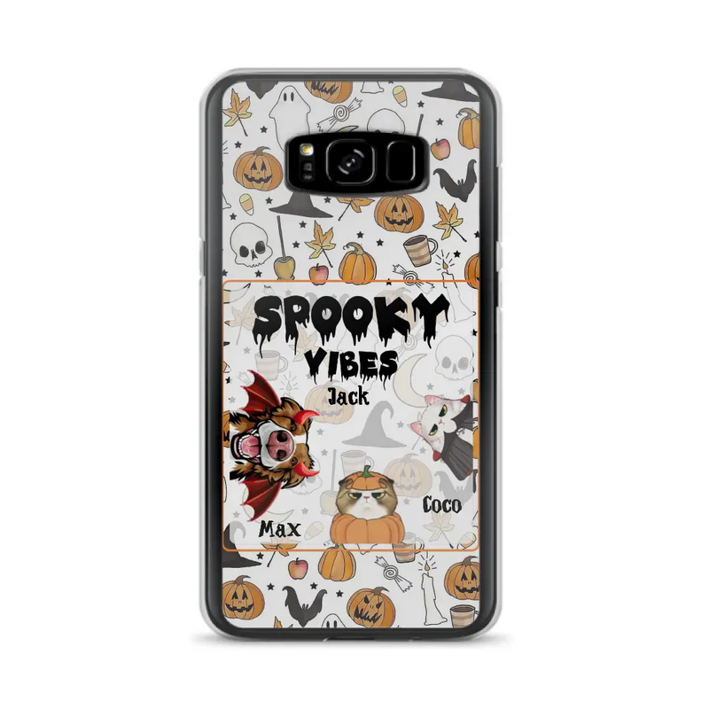 Personalized Halloween Pet Phone Case - Up to 3 Pets - Gift Idea For Dog/Cat Owners - Spooky Vibes - Case for iPhone/Samsung