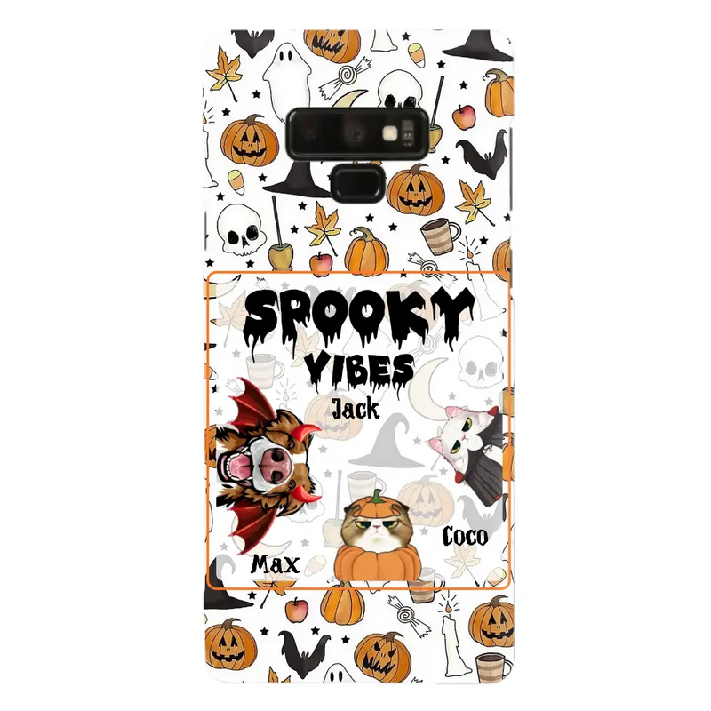 Personalized Halloween Pet Phone Case - Up to 3 Pets - Gift Idea For Dog/Cat Owners - Spooky Vibes - Case for iPhone/Samsung