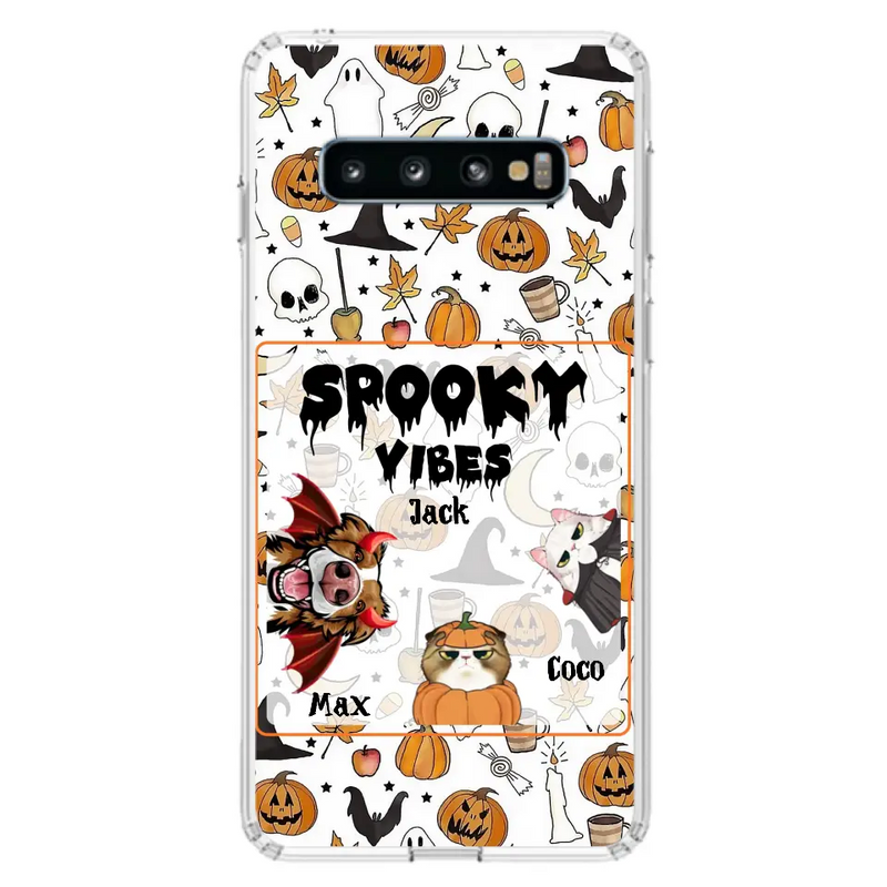 Personalized Halloween Pet Phone Case - Up to 3 Pets - Gift Idea For Dog/Cat Owners - Spooky Vibes - Case for iPhone/Samsung