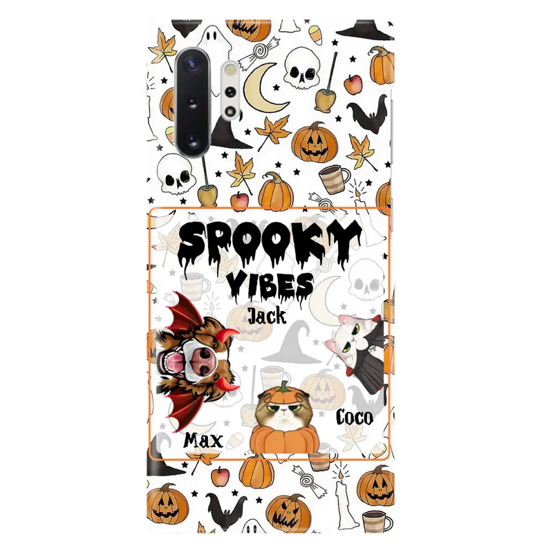 Personalized Halloween Pet Phone Case - Up to 3 Pets - Gift Idea For Dog/Cat Owners - Spooky Vibes - Case for iPhone/Samsung