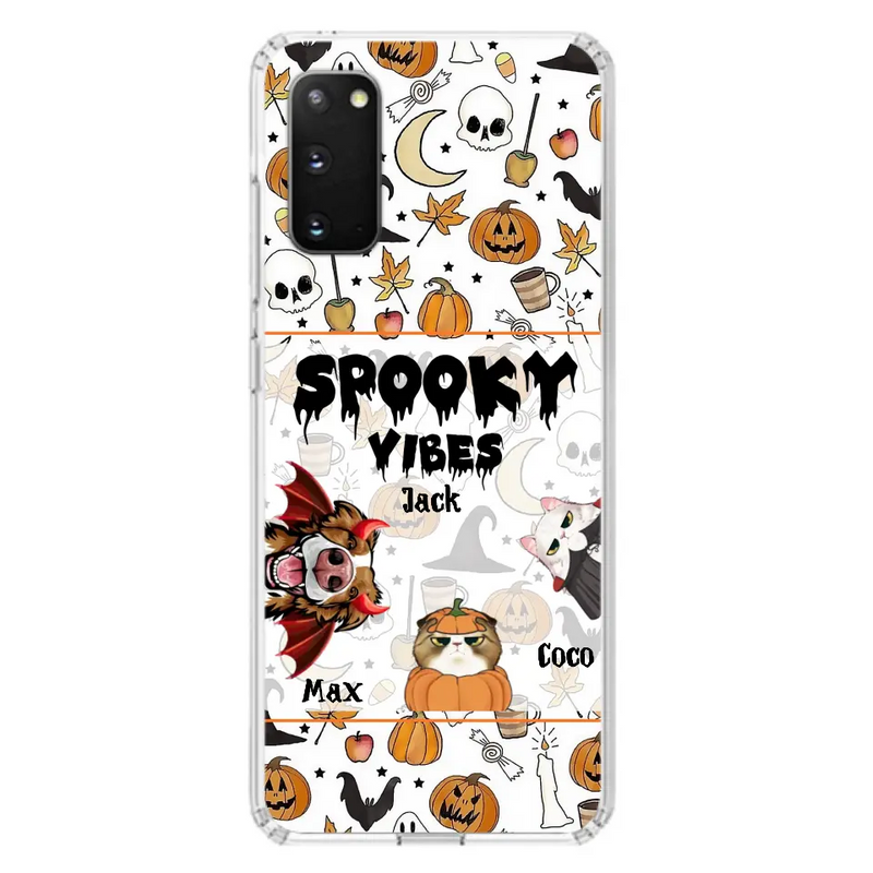 Personalized Halloween Pet Phone Case - Up to 3 Pets - Gift Idea For Dog/Cat Owners - Spooky Vibes - Case for iPhone/Samsung
