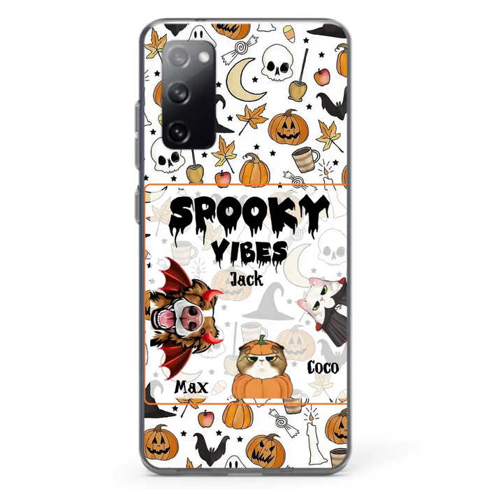 Custom Personalized Halloween Pet Phone Case - Upto 3 Pets - Gift Idea For Dog/Cat Owners -  Spooky Vibes - Case for iPhone/Samsung