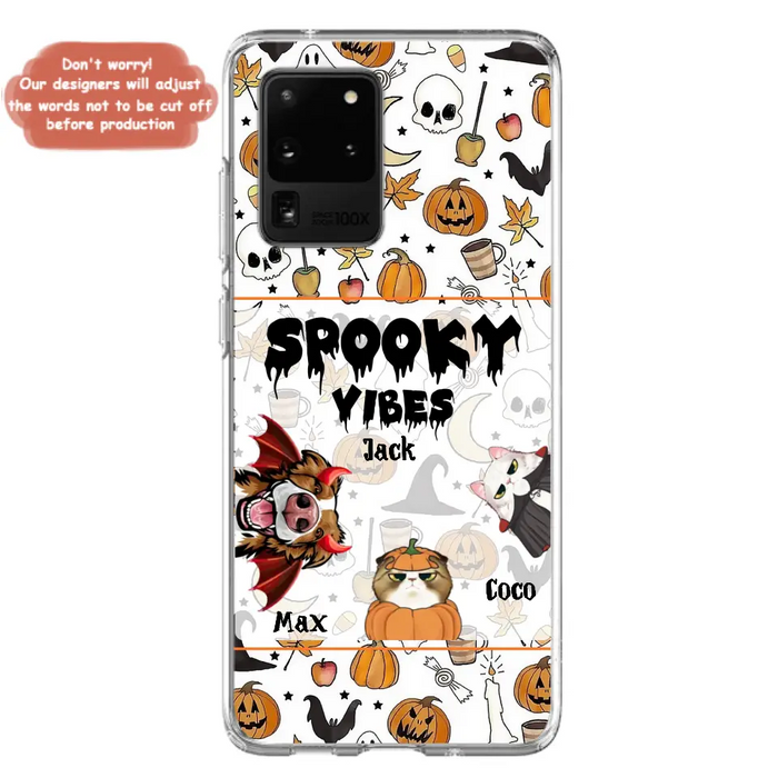 Custom Personalized Halloween Pet Phone Case - Upto 3 Pets - Gift Idea For Dog/Cat Owners -  Spooky Vibes - Case for iPhone/Samsung