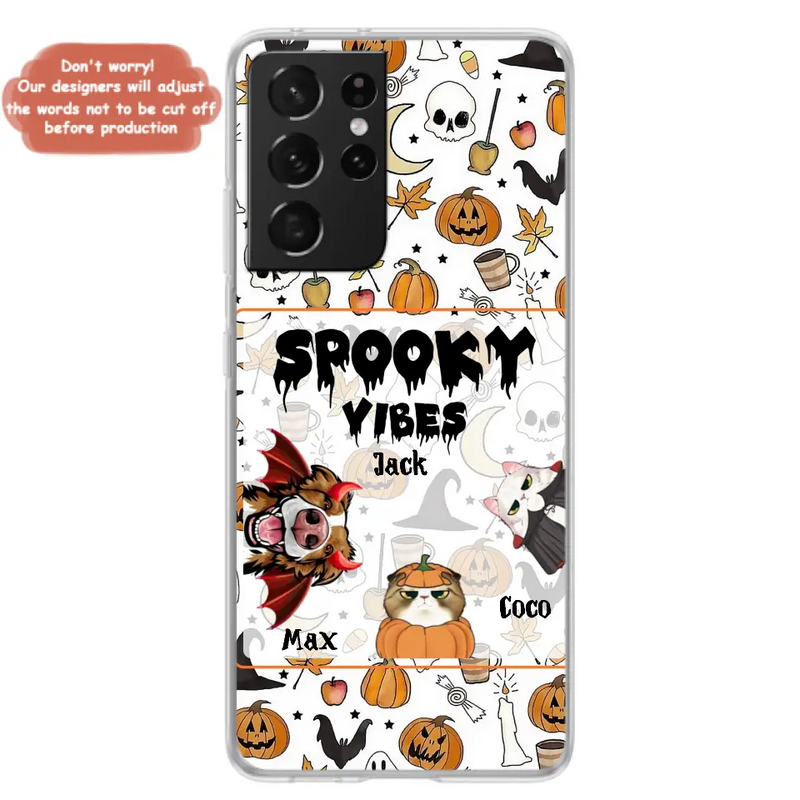 Personalized Halloween Pet Phone Case - Up to 3 Pets - Gift Idea For Dog/Cat Owners - Spooky Vibes - Case for iPhone/Samsung