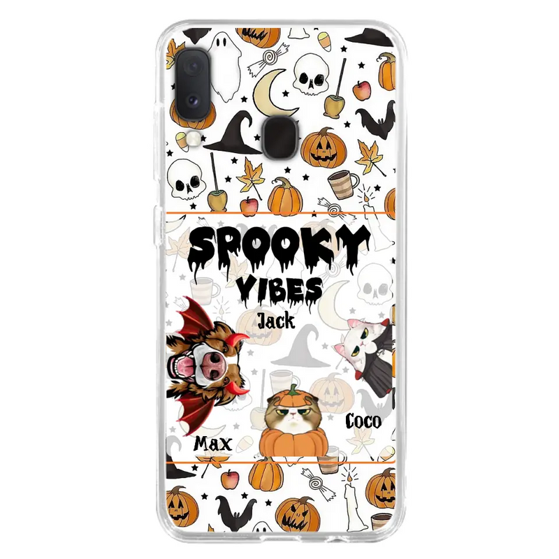 Personalized Halloween Pet Phone Case - Up to 3 Pets - Gift Idea For Dog/Cat Owners - Spooky Vibes - Case for iPhone/Samsung
