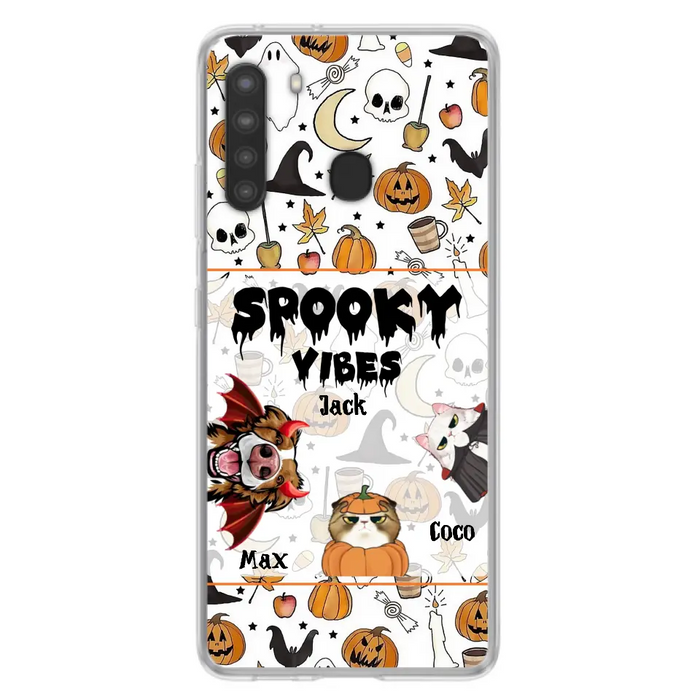 Custom Personalized Halloween Pet Phone Case - Upto 3 Pets - Gift Idea For Dog/Cat Owners -  Spooky Vibes - Case for iPhone/Samsung