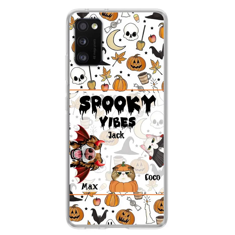 Personalized Halloween Pet Phone Case - Up to 3 Pets - Gift Idea For Dog/Cat Owners - Spooky Vibes - Case for iPhone/Samsung