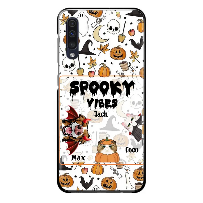 Custom Personalized Halloween Pet Phone Case - Upto 3 Pets - Gift Idea For Dog/Cat Owners -  Spooky Vibes - Case for iPhone/Samsung