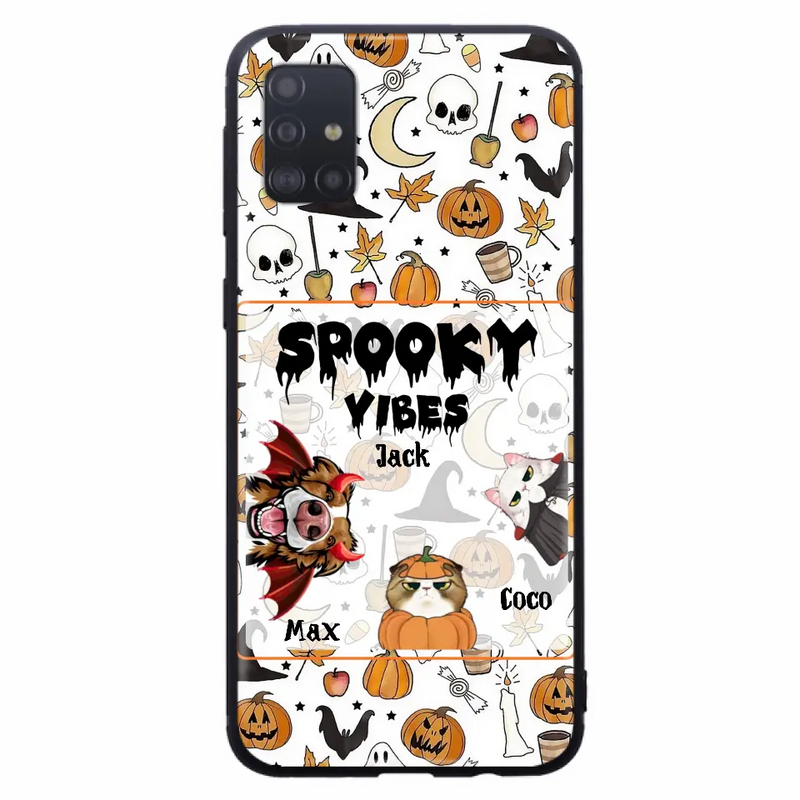 Personalized Halloween Pet Phone Case - Up to 3 Pets - Gift Idea For Dog/Cat Owners - Spooky Vibes - Case for iPhone/Samsung