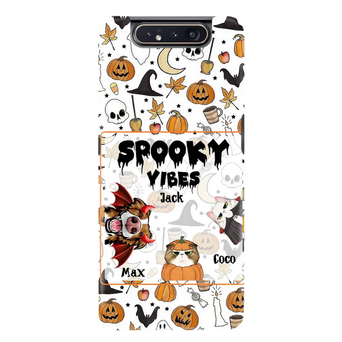 Custom Personalized Halloween Pet Phone Case - Upto 3 Pets - Gift Idea For Dog/Cat Owners -  Spooky Vibes - Case for iPhone/Samsung