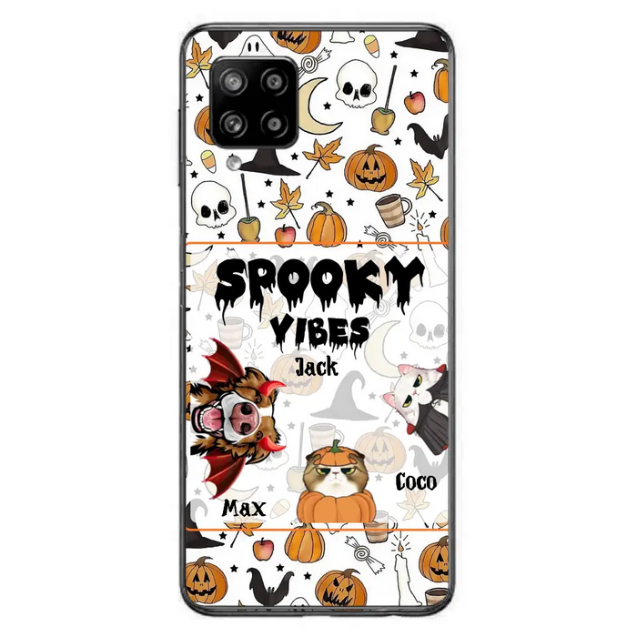 Custom Personalized Halloween Pet Phone Case - Upto 3 Pets - Gift Idea For Dog/Cat Owners -  Spooky Vibes - Case for iPhone/Samsung