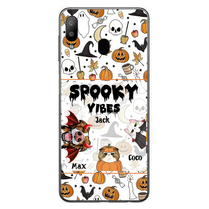Personalized Halloween Pet Phone Case - Up to 3 Pets - Gift Idea For Dog/Cat Owners - Spooky Vibes - Case for iPhone/Samsung