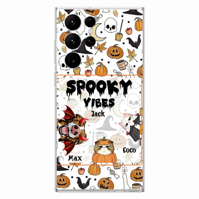 Personalized Halloween Pet Phone Case - Up to 3 Pets - Gift Idea For Dog/Cat Owners - Spooky Vibes - Case for iPhone/Samsung