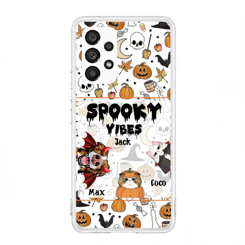 Personalized Halloween Pet Phone Case - Up to 3 Pets - Gift Idea For Dog/Cat Owners - Spooky Vibes - Case for iPhone/Samsung