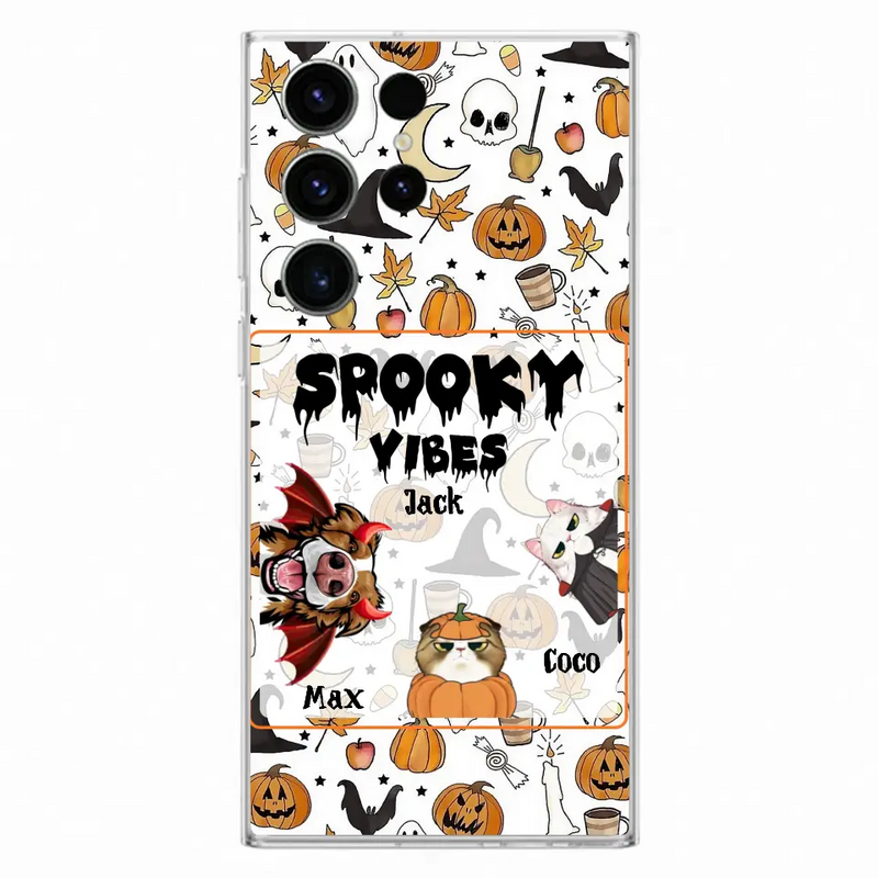 Personalized Halloween Pet Phone Case - Up to 3 Pets - Gift Idea For Dog/Cat Owners - Spooky Vibes - Case for iPhone/Samsung