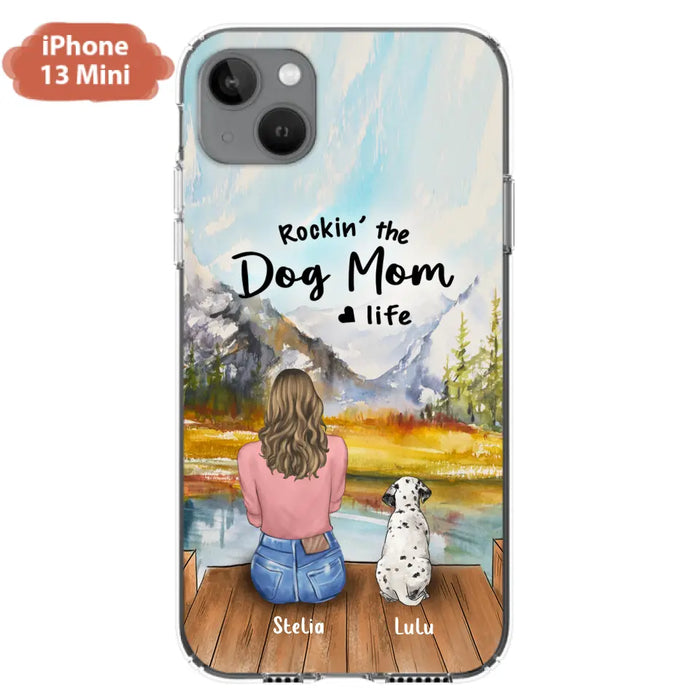 Custom Personalized Dog Mom Phone Case - Gifts For Dog Lovers With Upto 4 Dogs - Rockin' The Dog Mom Life - Case For iPhone, Samsung And Xiaomi