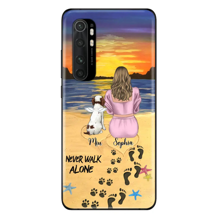 Custom Personalized Memorial Dog Mom Phone Case - Upto 3 Dogs - Memorial Gift Idea for Dog Owners - Never Walk Alone - Case for Xiaomi/Huawei/Oppo