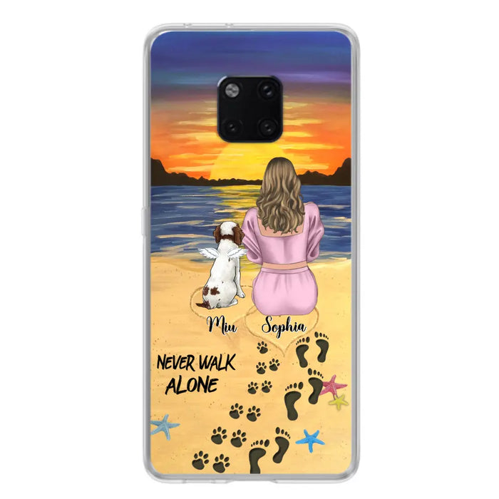 Custom Personalized Memorial Dog Mom Phone Case - Upto 3 Dogs - Memorial Gift Idea for Dog Owners - Never Walk Alone - Case for Xiaomi/Huawei/Oppo
