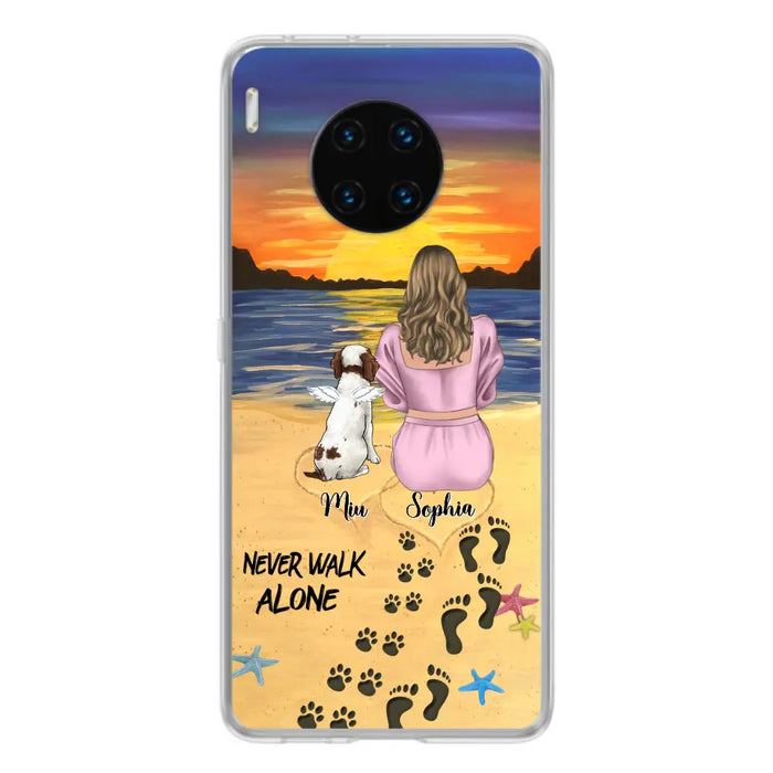 Custom Personalized Memorial Dog Mom Phone Case - Upto 3 Dogs - Memorial Gift Idea for Dog Owners - Never Walk Alone - Case for Xiaomi/Huawei/Oppo