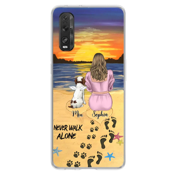 Custom Personalized Memorial Dog Mom Phone Case - Upto 3 Dogs - Memorial Gift Idea for Dog Owners - Never Walk Alone - Case for Xiaomi/Huawei/Oppo
