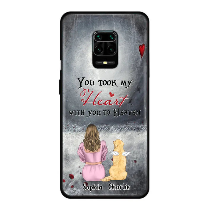 Custom Personalized Memorial Dog Mom Phone Case - Upto 5 Dogs - Memorial Gift Idea for Dog Owner - You Took My Heart With You To Heaven - Case for Xiaomi/Huawei/Oppo