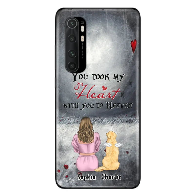 Personalized Memorial Dog Mom Phone Case - Up to 5 Dogs - Memorial Gift Idea for Dog Owner - You Took My Heart With You To Heaven - Case for Xiaomi/Huawei/Oppo